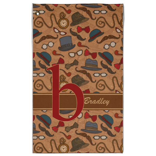 Custom Vintage Hipster Golf Towel - Poly-Cotton Blend - Large w/ Name and Initial
