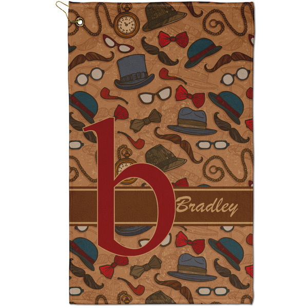 Custom Vintage Hipster Golf Towel - Poly-Cotton Blend - Small w/ Name and Initial