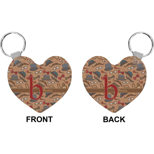 Vintage Hipster Heart Keychain (Front + Back)
