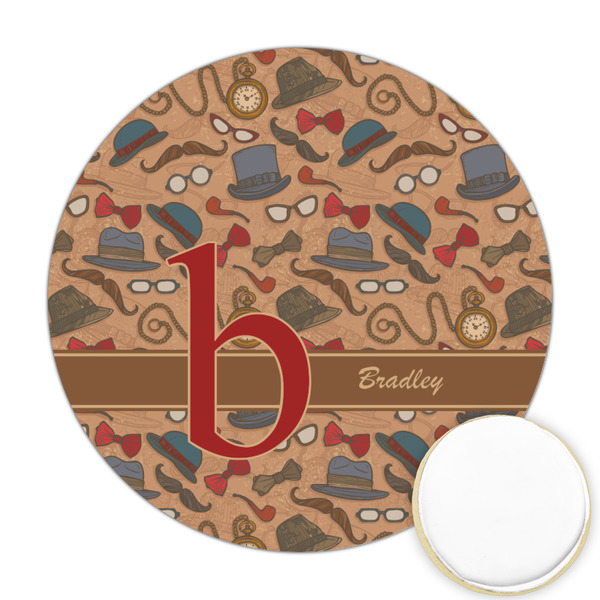 Custom Vintage Hipster Printed Cookie Topper - Round (Personalized)