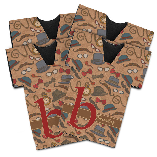 Custom Vintage Hipster Jersey Bottle Cooler - Set of 4 (Personalized)