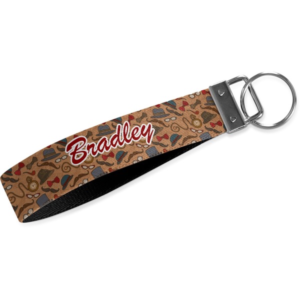 Custom Vintage Hipster Webbing Keychain Fob - Large (Personalized)