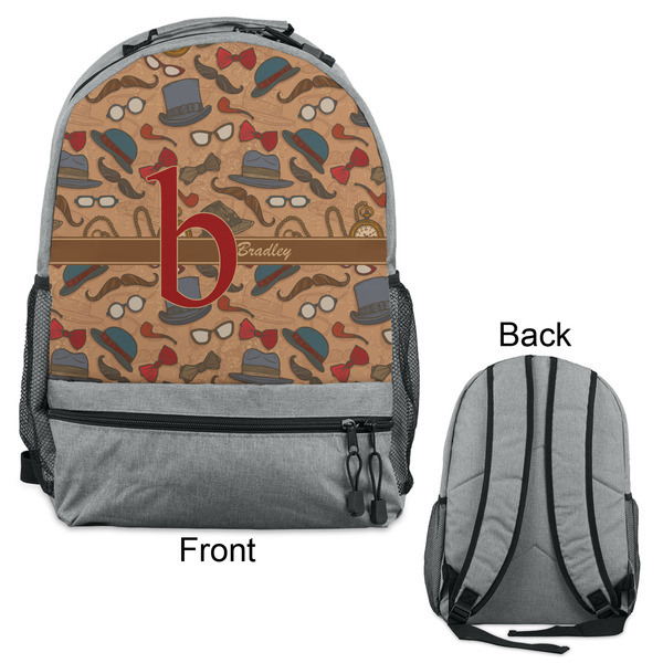 Vintage Hipster Large Backpack - Gray - Front & Back View