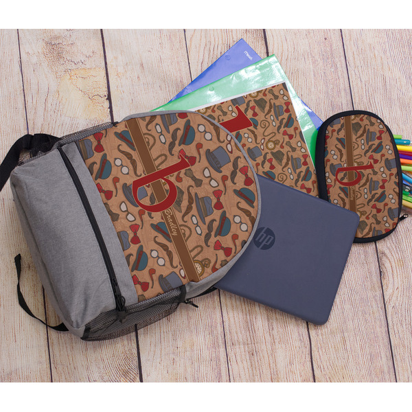 Vintage Hipster Large Backpack - Gray - With Stuff