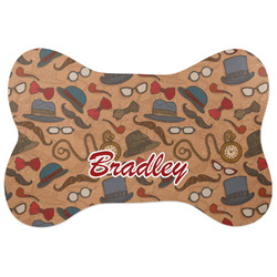 Vintage Hipster Bone Shaped Dog Food Mat (Large) (Personalized)