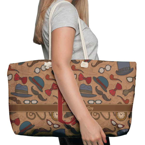 Vintage Hipster Large Rope Tote Bag - In Context View