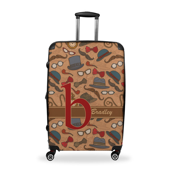 Custom Vintage Hipster Suitcase - 28" Large - Checked w/ Name and Initial