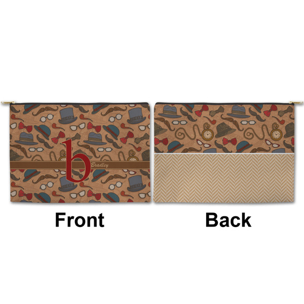 Vintage Hipster Large Zipper Pouch Approval (Front and Back)