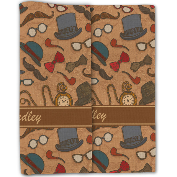 Vintage Hipster Linen Placemat - Folded Half (double sided)