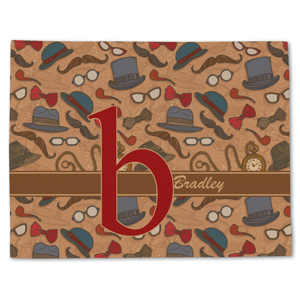 Custom Vintage Hipster Single-Sided Linen Placemat - Single w/ Name and Initial