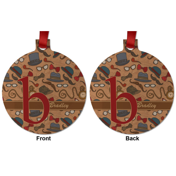 Vintage Hipster Metal Ball Ornament - Front and Back