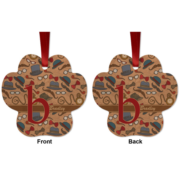 Vintage Hipster Metal Paw Ornament - Front and Back