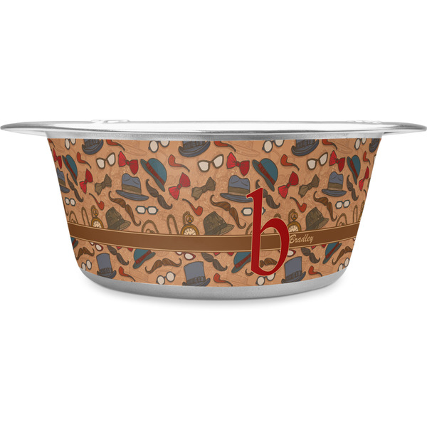 Custom Vintage Hipster Stainless Steel Dog Bowl - Large (Personalized)