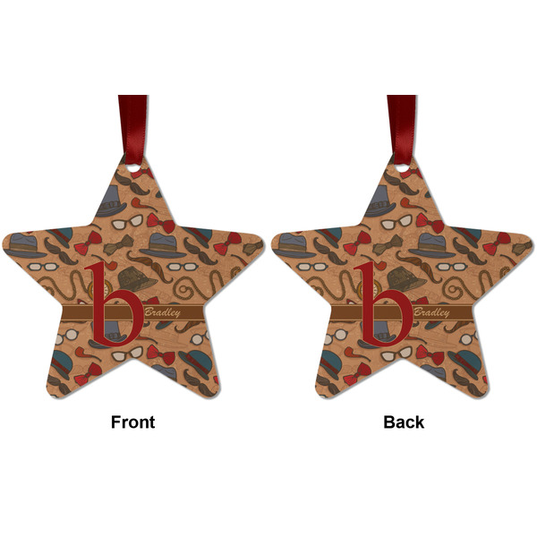 Vintage Hipster Metal Star Ornament - Front and Back