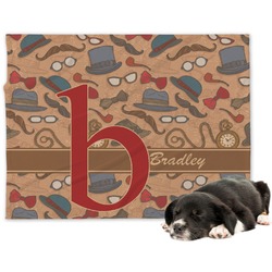 Vintage Hipster Dog Blanket - Large (Personalized)