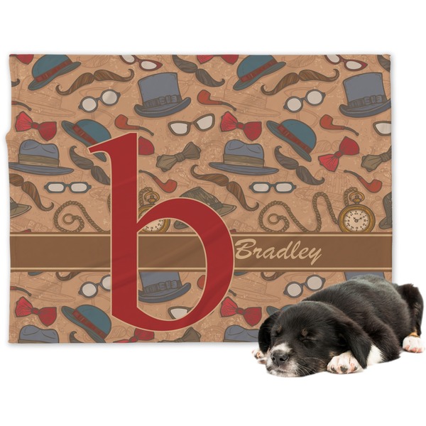 Custom Vintage Hipster Dog Blanket - Large (Personalized)