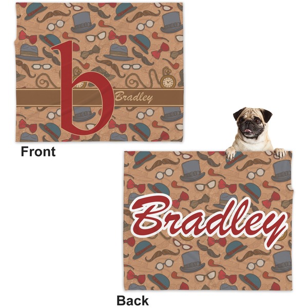 Vintage Hipster Microfleece Dog Blanket - Large- Front & Back