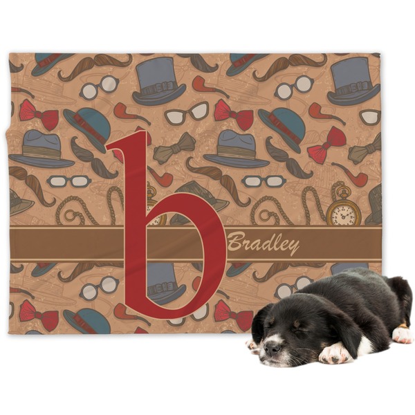 Custom Vintage Hipster Dog Blanket - Regular (Personalized)