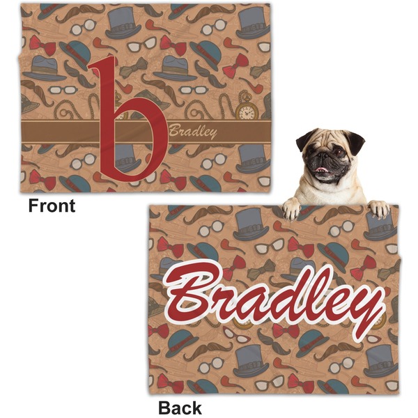 Vintage Hipster Microfleece Dog Blanket - Regular - Front & Back