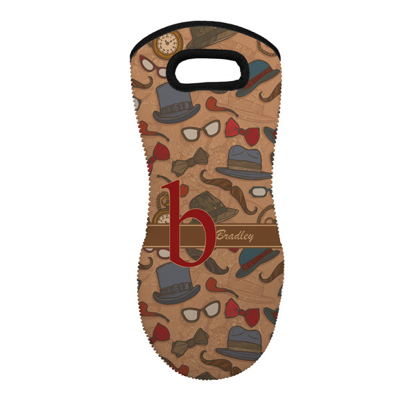 Custom Vintage Hipster Neoprene Oven Mitt w/ Name and Initial