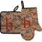 Vintage Hipster Right Oven Mitt & Pot Holder Set w/ Name and Initial