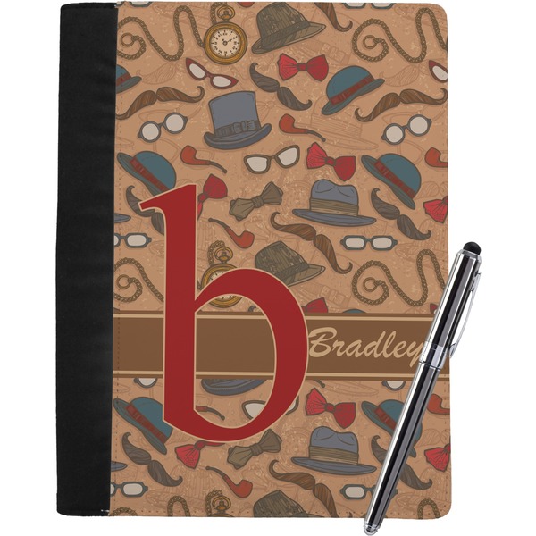 Custom Vintage Hipster Notebook Padfolio - Large w/ Name and Initial