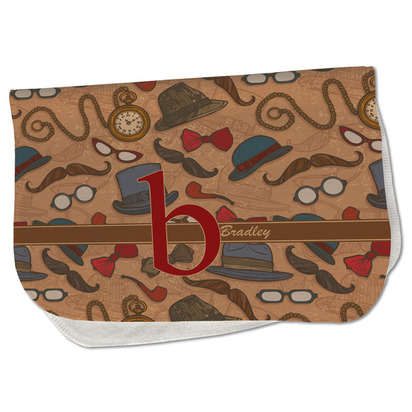 Custom Vintage Hipster Burp Cloth - Fleece w/ Name and Initial