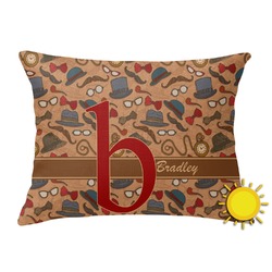 Vintage Hipster Outdoor Throw Pillow (Rectangular) (Personalized)