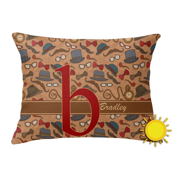 Custom Vintage Hipster Outdoor Throw Pillow (Rectangular) (Personalized)
