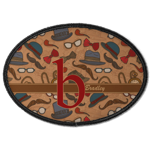 Custom Vintage Hipster Iron On Oval Patch w/ Name and Initial