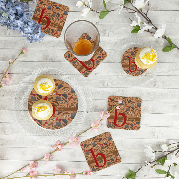 Vintage Hipster Paper Coasters - In Context