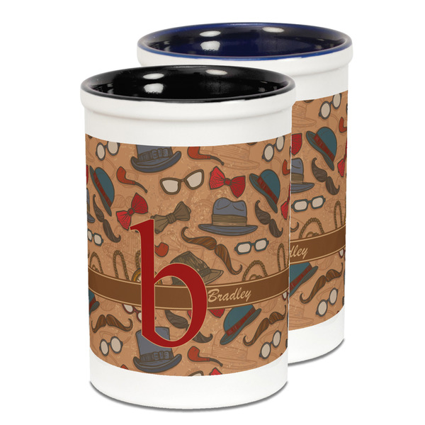 Custom Vintage Hipster Ceramic Pencil Holder - Large