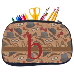 Vintage Hipster Neoprene Pencil Case - Medium w/ Name and Initial