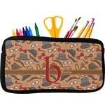 Vintage Hipster Neoprene Pencil Case - Small w/ Name and Initial