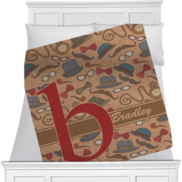 Custom Vintage Hipster Minky Blanket - Toddler / Throw - 60"x50" - Double Sided (Personalized)