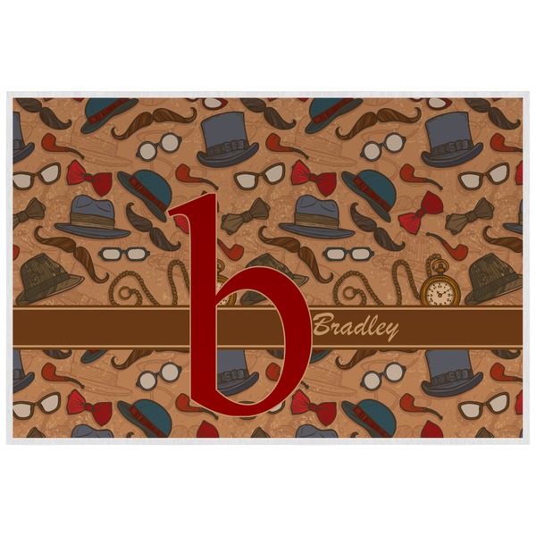 Custom Vintage Hipster Laminated Placemat w/ Name and Initial