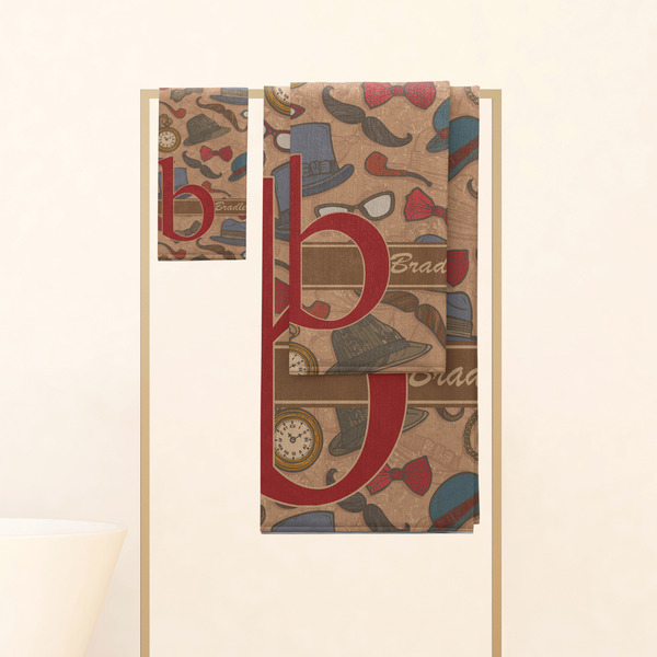 Vintage Hipster Personalized Towel Set