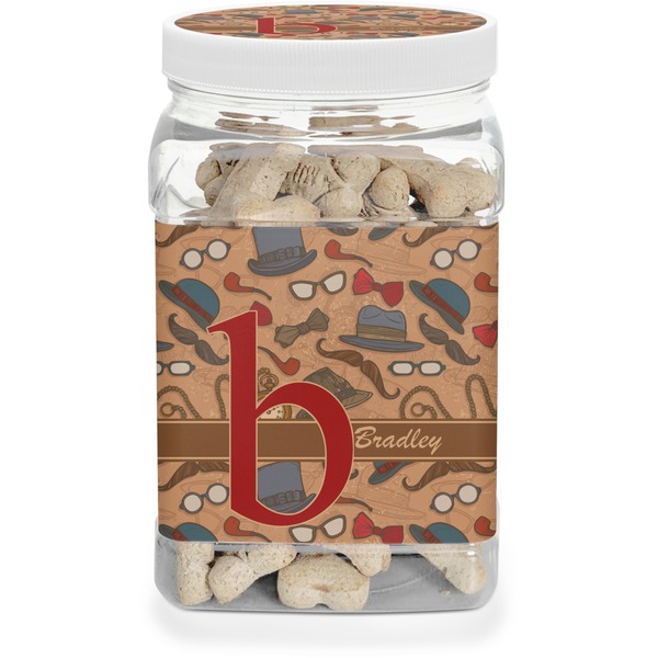 Custom Vintage Hipster Dog Treat Jar (Personalized)