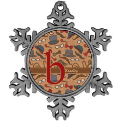 Vintage Hipster Vintage Snowflake Ornament (Personalized)