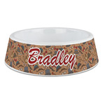 Vintage Hipster Plastic Dog Bowl - Large (Personalized)