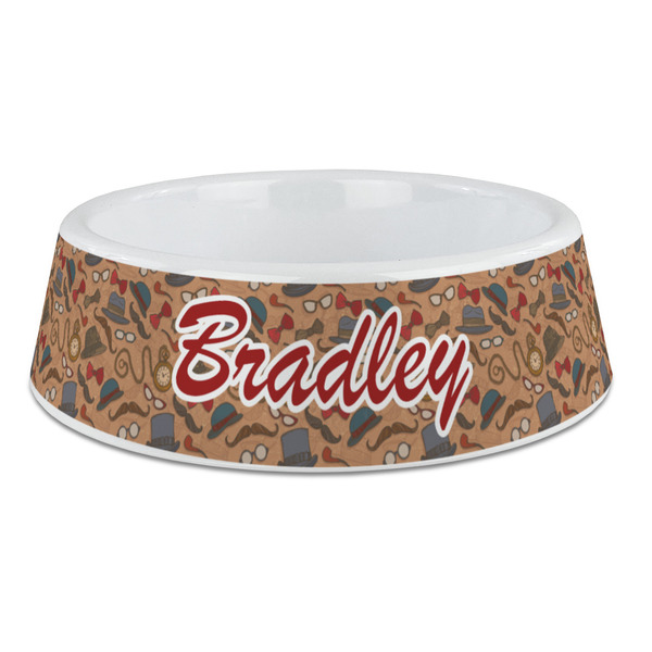 Custom Vintage Hipster Plastic Dog Bowl - Large (Personalized)