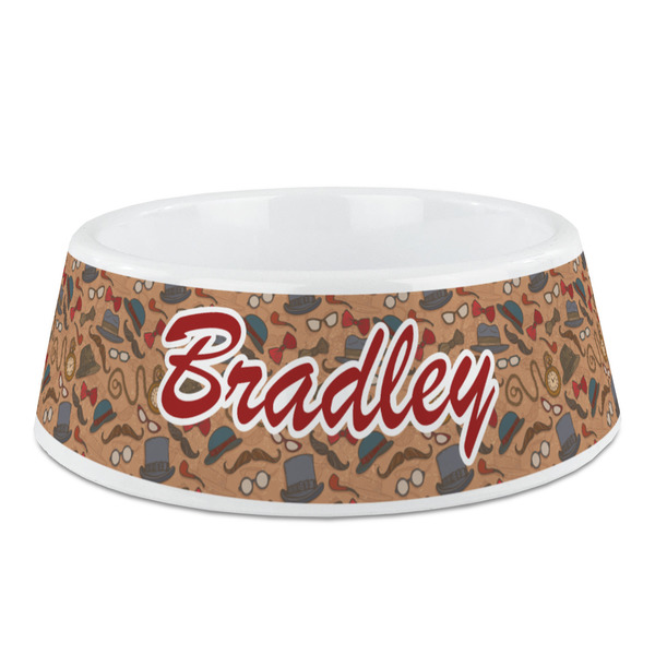 Custom Vintage Hipster Plastic Dog Bowl (Personalized)