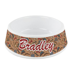 Vintage Hipster Plastic Dog Bowl - Small (Personalized)