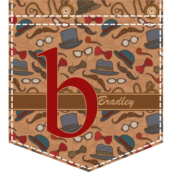 Custom Vintage Hipster Iron On Faux Pocket (Personalized)