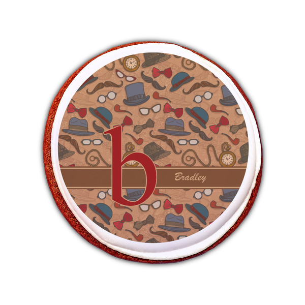 Vintage Hipster Printed Icing Circle - Small - On Cookie