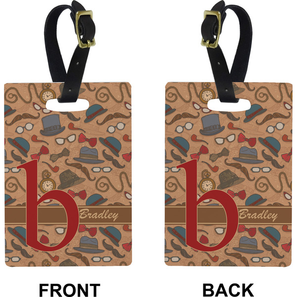 Vintage Hipster Rectangle Luggage Tag (Front + Back)