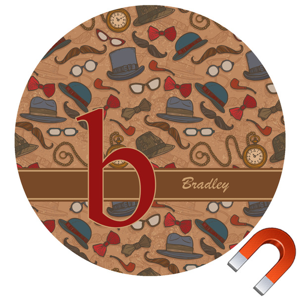 Custom Vintage Hipster Round Car Magnet - 10" (Personalized)
