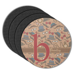 Vintage Hipster Round Rubber Backed Coasters - Set of 4 (Personalized)