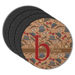 Vintage Hipster Round Rubber Backed Coasters - Set of 4 (Personalized)
