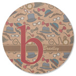 Vintage Hipster Round Rubber Backed Coaster (Personalized)
